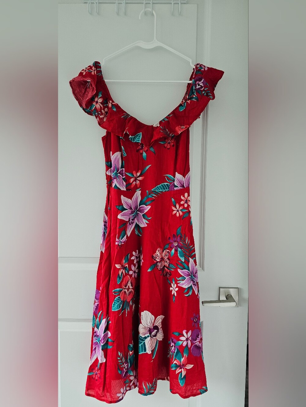 Red Floral Maxi Summer Dress